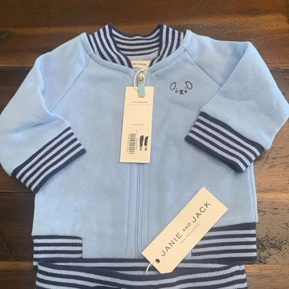 janie and jack 2pc baby blue newborn fleece set